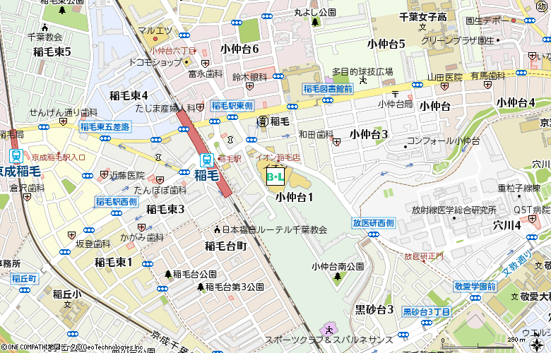 アイシティ　イオン稲毛店付近の地図